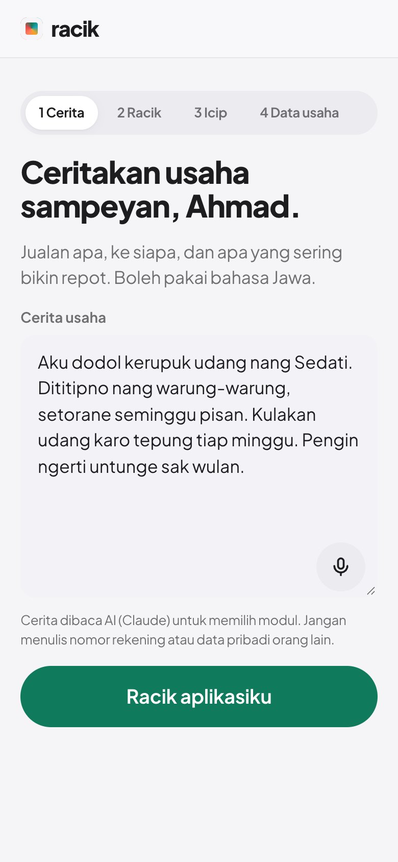 Tangkapan layar: Ceritakan usaha sampeyan