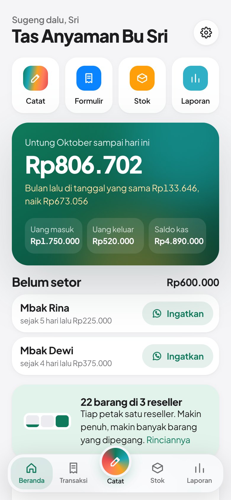 Tangkapan layar: Masuk dan membaca beranda